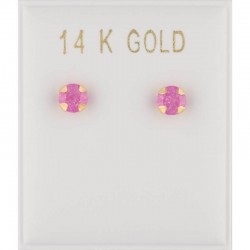 Σκουλαρίκια χρυσά 14 καρατίων με ροζ ζιργκον ερ1319