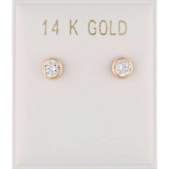 14ct gold single stone earrings with 4mm zircon