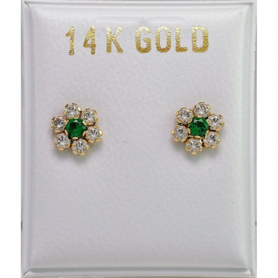14ct gold rosette earrings with zirconia and topaze
