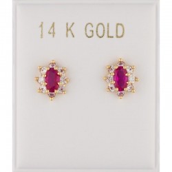 14ct gold rosette earrings with zircon 