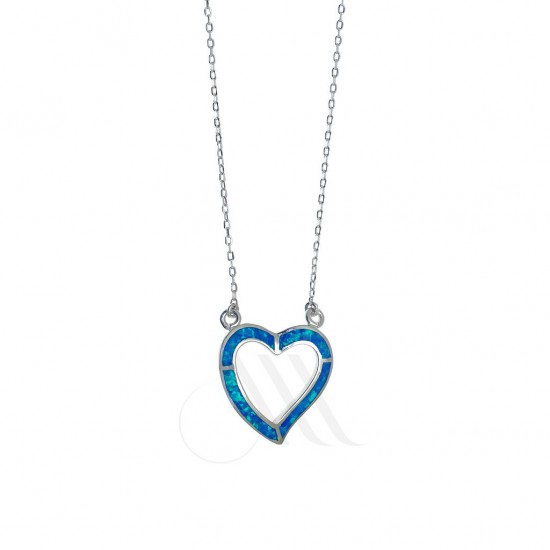Heart 925 Silver Necklace with opal mineral OK061B