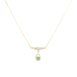Silver Eye Drop Necklace with White Zirconia ZN547G