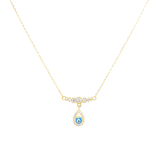 Silver Eye Drop Necklace with White Zirconia ZN547G