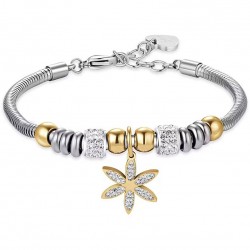 Luca Barra women's bracelet in steel with flower of life in ip gold steel with crystals. 