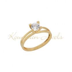 Single Stone Engagement Ring 14K Gold d180