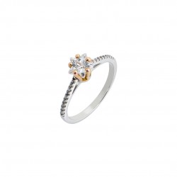 Single stone ring with rose and white gold 14k r16