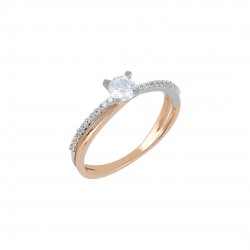 Engagement ring gold pink and white 14 carat gold 