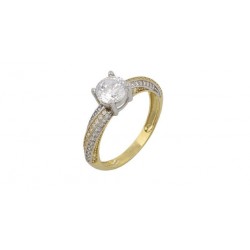 14 carat gold monostone ring with zircon D8212