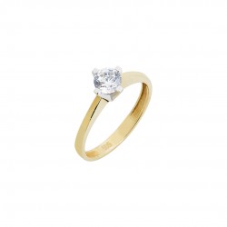 Gold single stone ring with 14ct white gold center