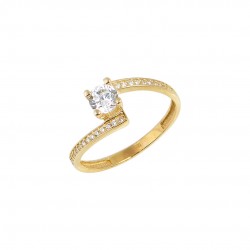 Single ring made of gold with zirconia 14k