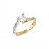 Single stone engagement ring made of gold and white gold flame 14k 