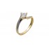 Single Stone Ring 14K White Gold With Gold Flame  D8225