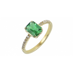 14K Gold Rosette Ring With Green topaz and zircon 