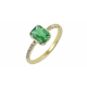 14K Gold Rosette Ring With Green topaz and zircon
