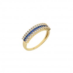 Δαχτυλίδι Χρυσό 14Κ με Μπλε και Λευκά Ζιργκόν  d083