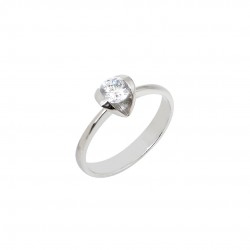 Single Stone Ring 14ct White Gold With Zircon 