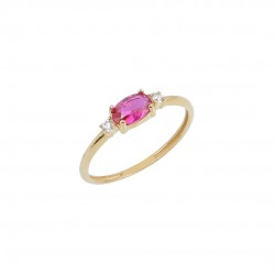 14ct Gold Ring With Red Zirconio 