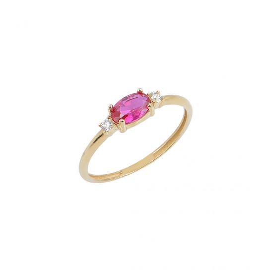 14ct Gold Ring With Red Zirconio