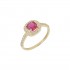 14ct Gold Ring Rosette with london Red zircon 
