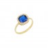 Δαχτυλίδι Χρυσό 14 Καρατίων Ροζέτα με Μπλε Ζιρκόν  D122