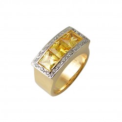 14ct Gold Ring With Zircon and citrine d139