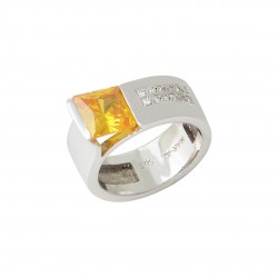 14ct White Gold Ring With Zircon and Citrine d162