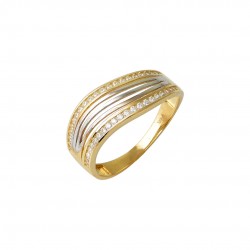 Ring Gold and White Gold 14k With Zircon Italian d168
