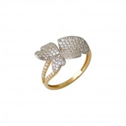 Handmade Ring Gold with White 14k With Zircon Hearts d172