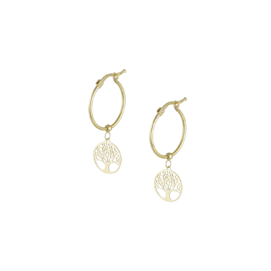 Tree of Life Hoop Earrings 14k Gold KP8052