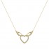 Heart with wings 14k gold necklace with white zircons Italian design k123