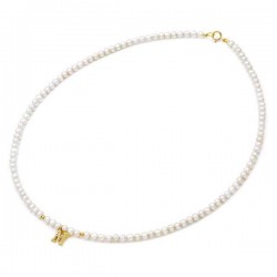 Necklace With Pearls and Monogram Fresh Water Pearl 3.5-4.0mm K14