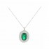 Necklace in white gold with emerald and white zircons14 carat