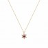 k084 14ct gold star necklace with red and white zircon 