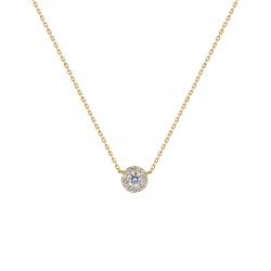14ct gold rosette necklace with white zircons 