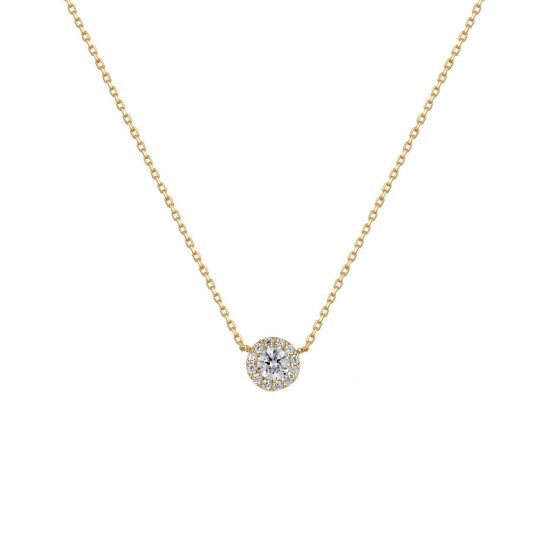 14ct gold rosette necklace with white zircons