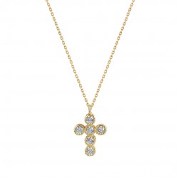 Cross with 14 carat gold chain with zirconia 