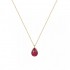 14k gold necklace with red topaz and with handmade chain