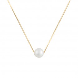 Necklace with pearl and chain 14 k