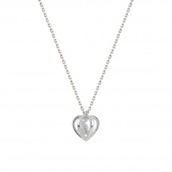 White gold necklace in the shape of a drop with internal white zircon 