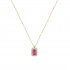 Gold rosette necklace with red topaze 14 carats 