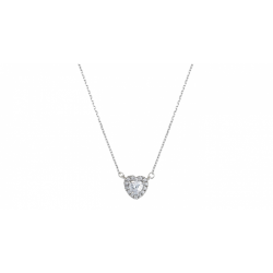 White Gold Heart Necklace with White Zircons K8050
