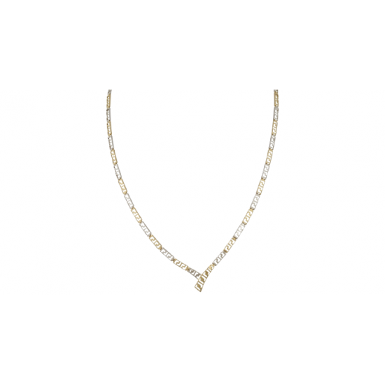 Meandros Greka Gold And White Gold Necklace 14k Handmade ell8044
