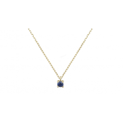 14k gold single stone necklace with blue zirconium K8150