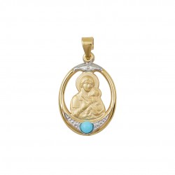 Baby amulet holding 14k gold and white gold