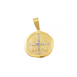 Amulet ic xc ni ka gold 14k with zircon handmade