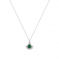 14K White Gold Emerald Necklace k126