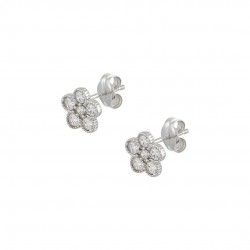 9K White Gold Stud Earrings With Zircon Daisy sk177