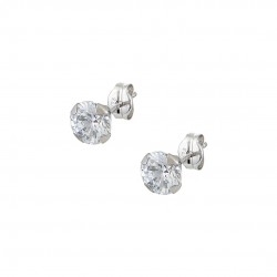9K White Gold Stud Earrings With Zircon Single Stone sk175
