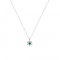 Star necklace white gold 14k with white and green zircon 