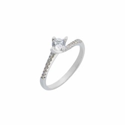 Single stone white gold small flame with cubic zirconia stones k14 R38